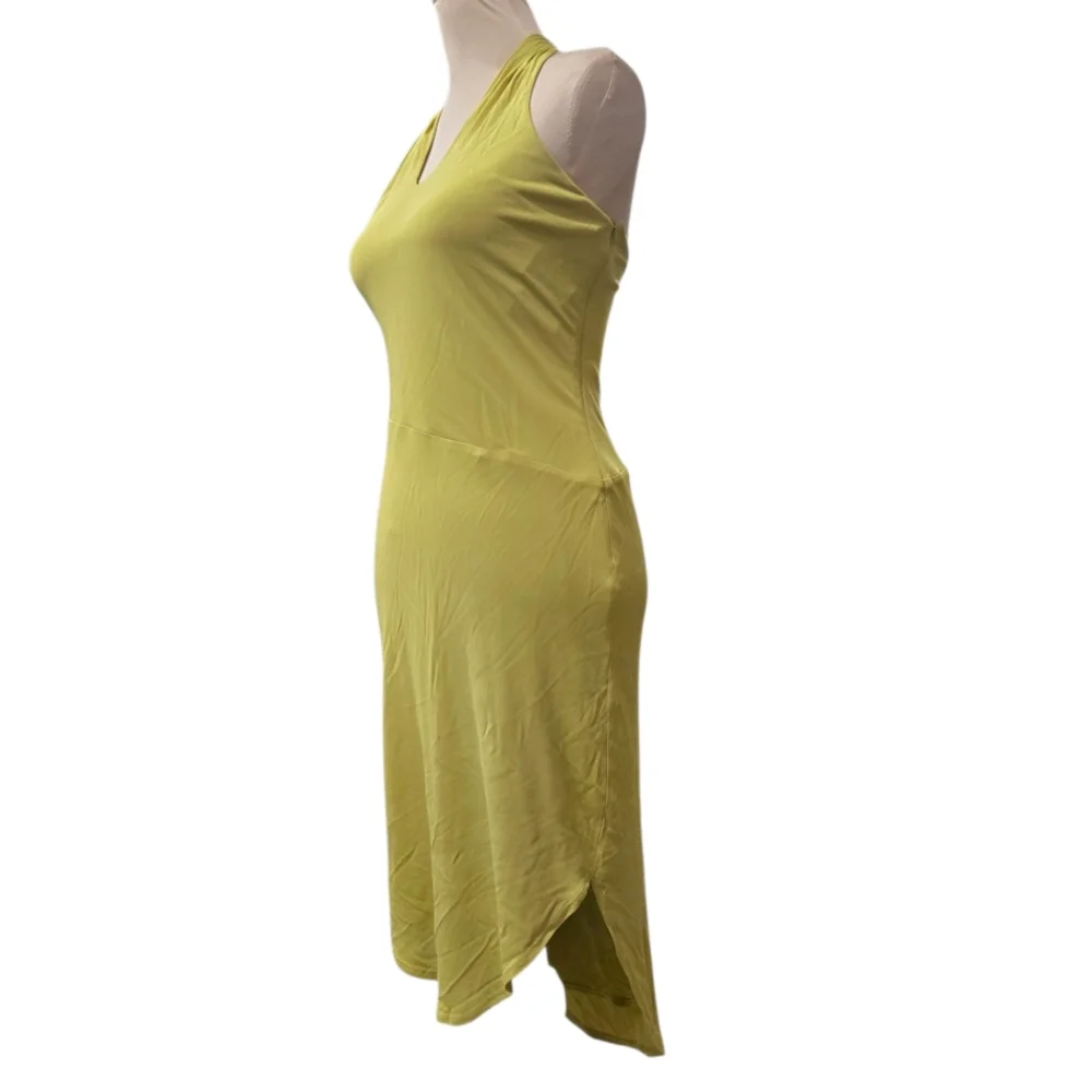Halston Heritage Halter Midi Dress Chartreuse Green NWT $345 Cocktail Party
